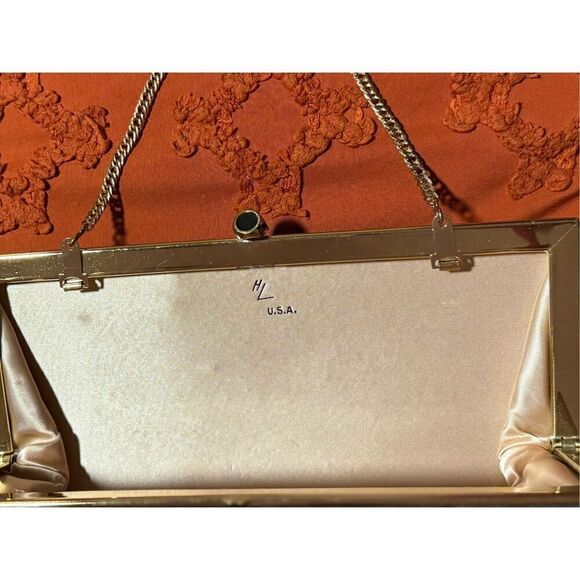 HL USA formal evening event black tie clutch hold chain black bow - Picture 10 of 15